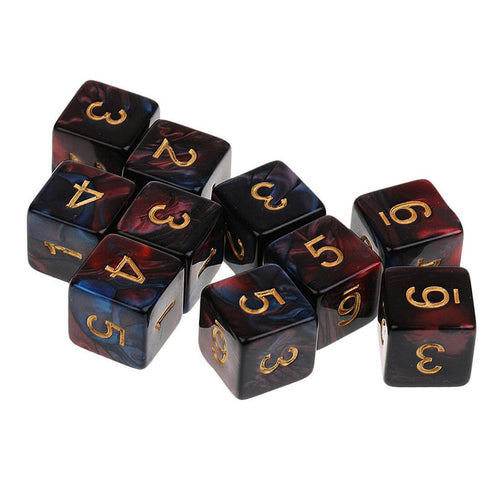 Yiotfandoll 10PCS Polyhedral Dice D6 Dice 16mm Acrylic 6 Sided Dice Double Colors Game Dice for RPG MTG DND Dice Table Games (Red Blue)